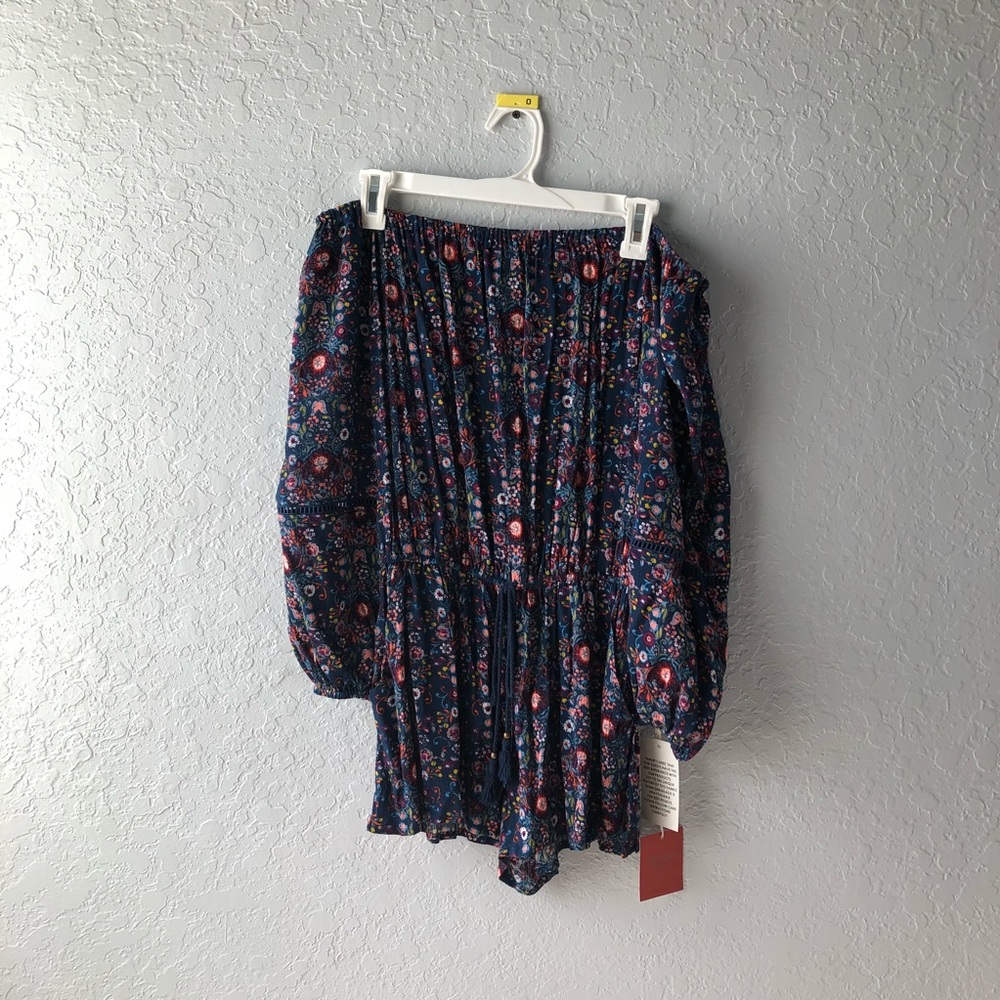 Blue Floral, Mossimo Off-The-Shoulder Romper, XS